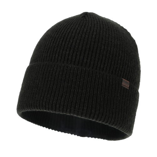 Bonnet d'hiver homme, noir-vert, avec laine mérinos, Korins