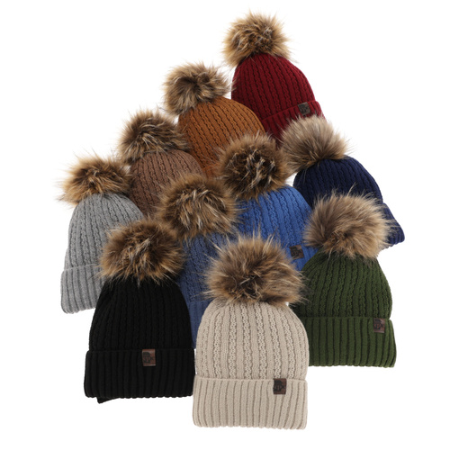 Ensemble d'hiver garçon: bonnet et snood, beige, avec pompon, Lars