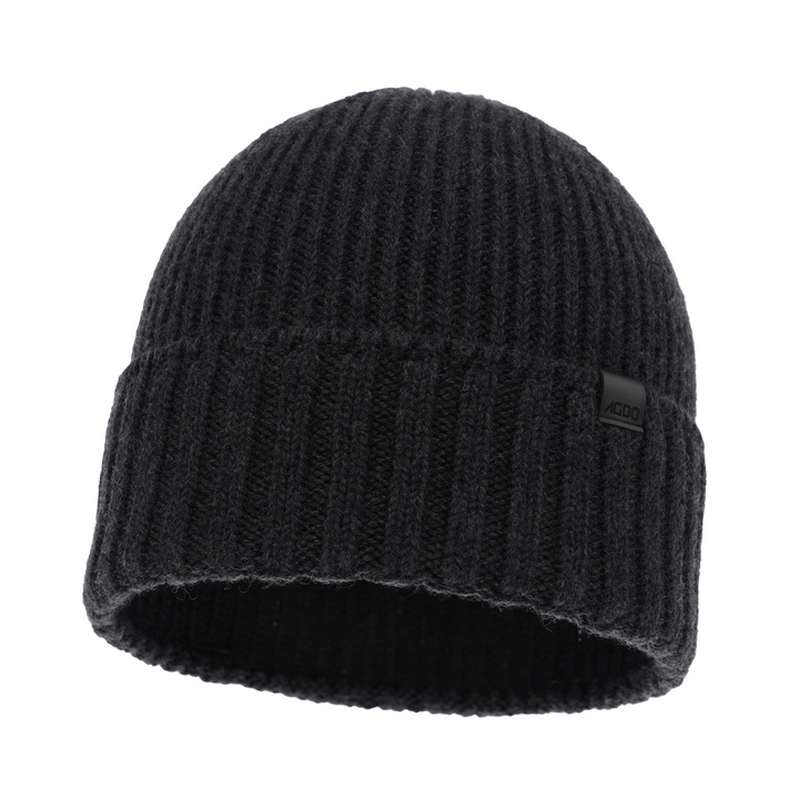 Bonnet d'hiver homme, gris foncé, avec laine mérinos, sans coutures, Bruner