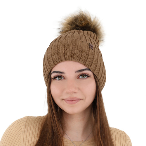 Bonnet d'hiver femme, rose, avec laine mérinos, Texa