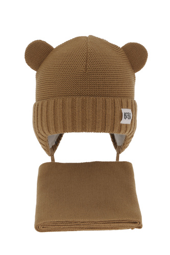 Ensemble d'hiver garçon: bonnet et écharpe, camel, Luciano