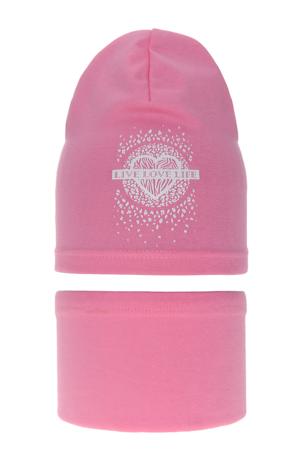 Ensemble automne/printemps fille: bonnet et snood, rose, en coton, Esmeralda