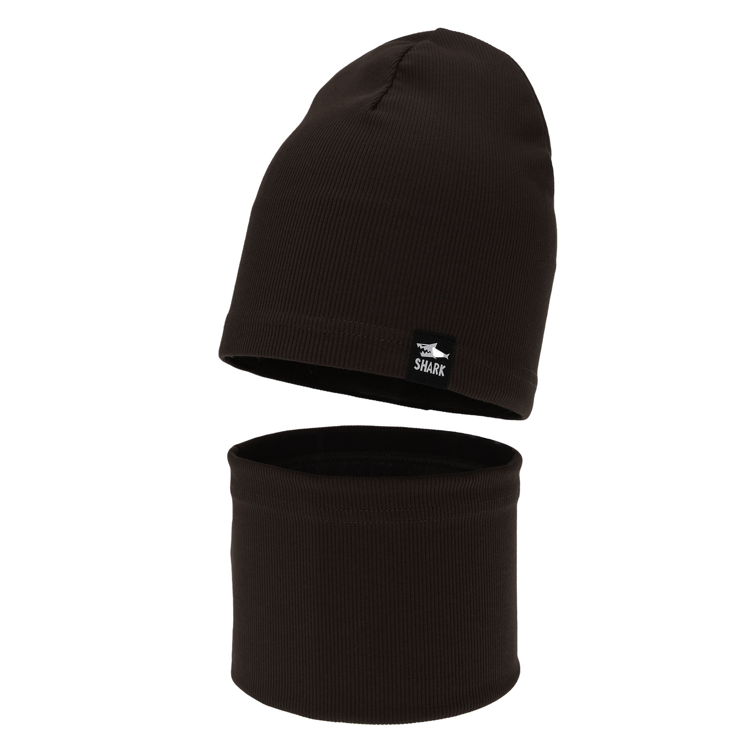 Ensemble automne/printemps garçon: bonnet et snood, marron foncé, Rumel