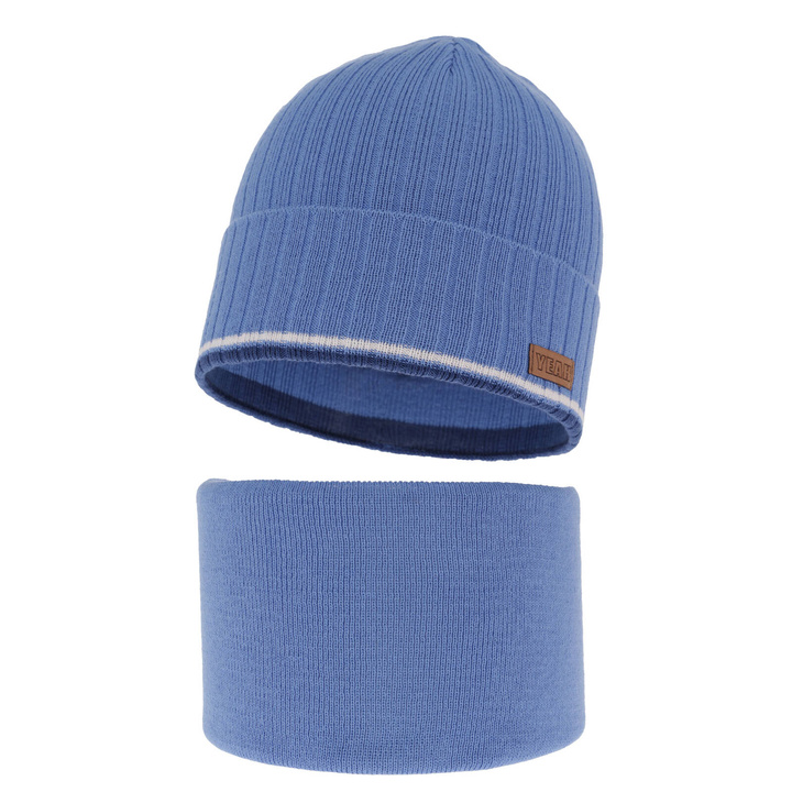 Ensemble automne/printemps garçon: bonnet et snood, avec coton, bleu, en coton, London