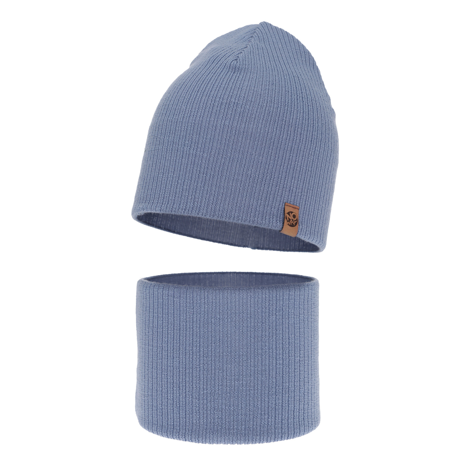 Ensemble automne/printemps garçon: bonnet et snood, bleu clair, avec laine mérinos, Richi