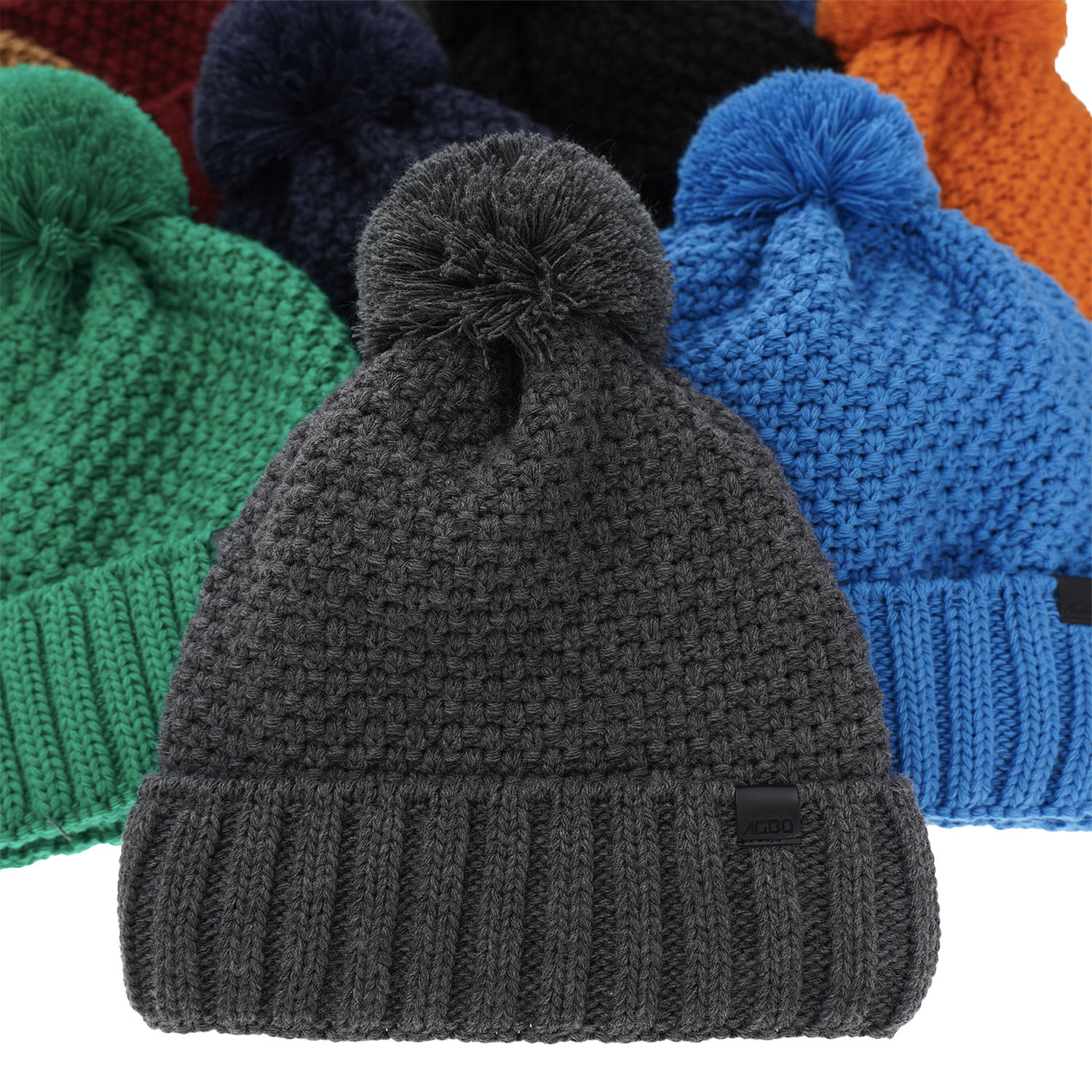 Bonnet d'hiver garçon, bleu marine, avec pompon, Polins