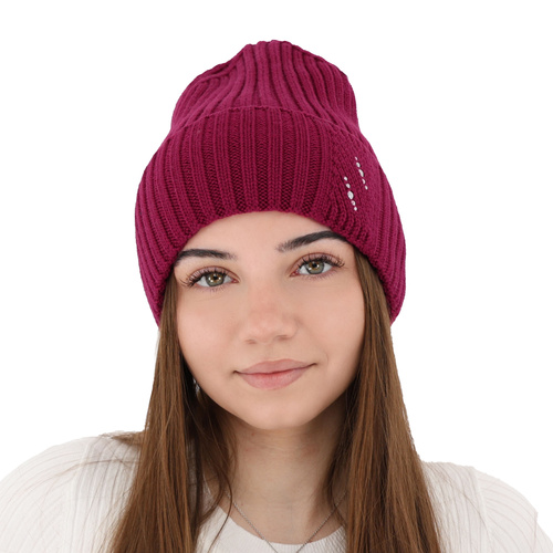 Bonnet d'hiver femme, rose, avec laine mérinos, Ariga