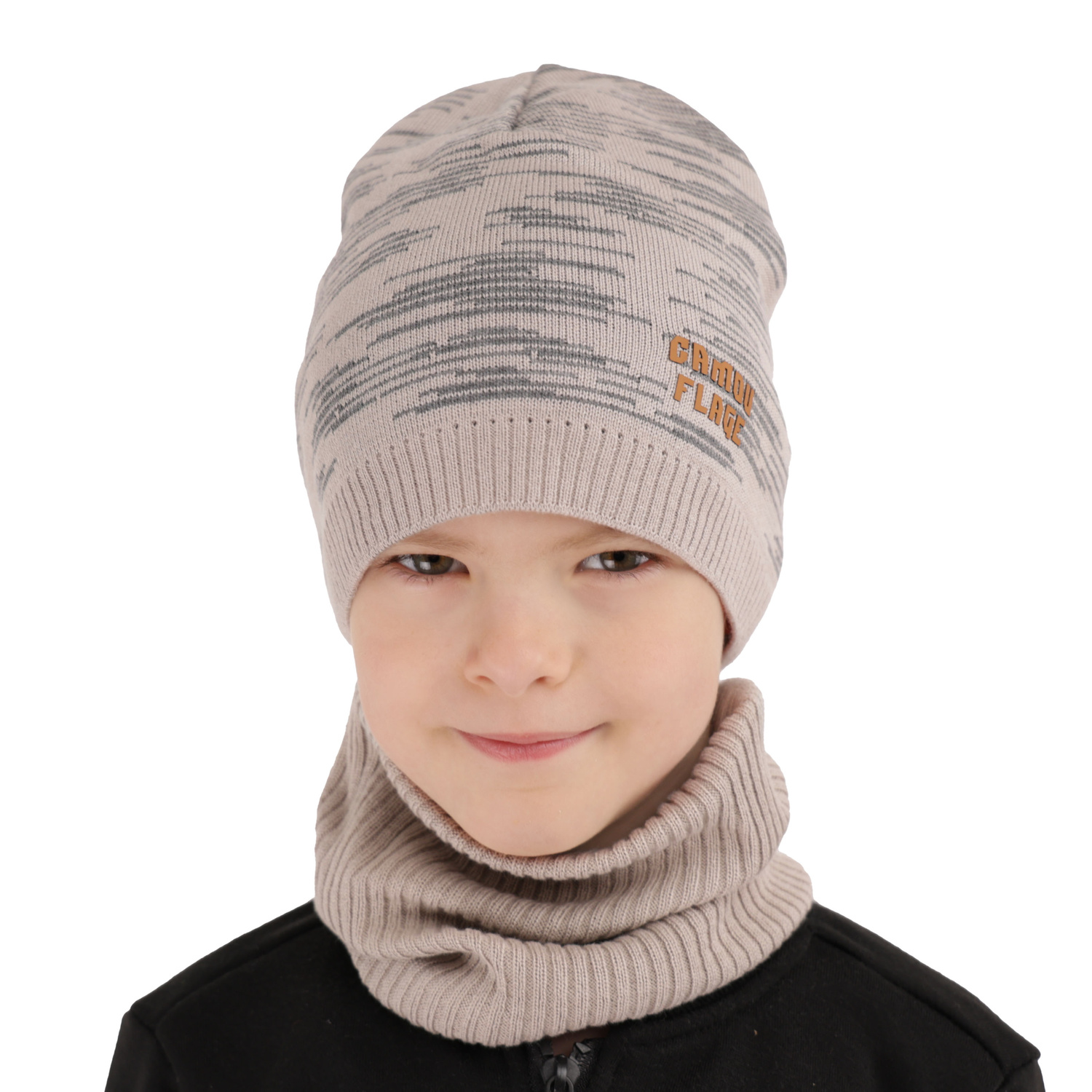 Ensemble automne/printemps garçon: bonnet et snood, avec coton, gris, en coton, Carter