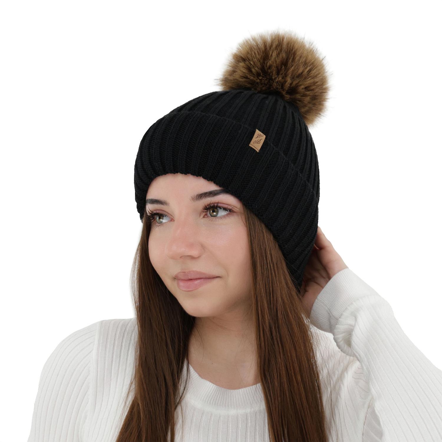 Bonnet d'hiver femme, amarante, avec laine mérinos, Zamira