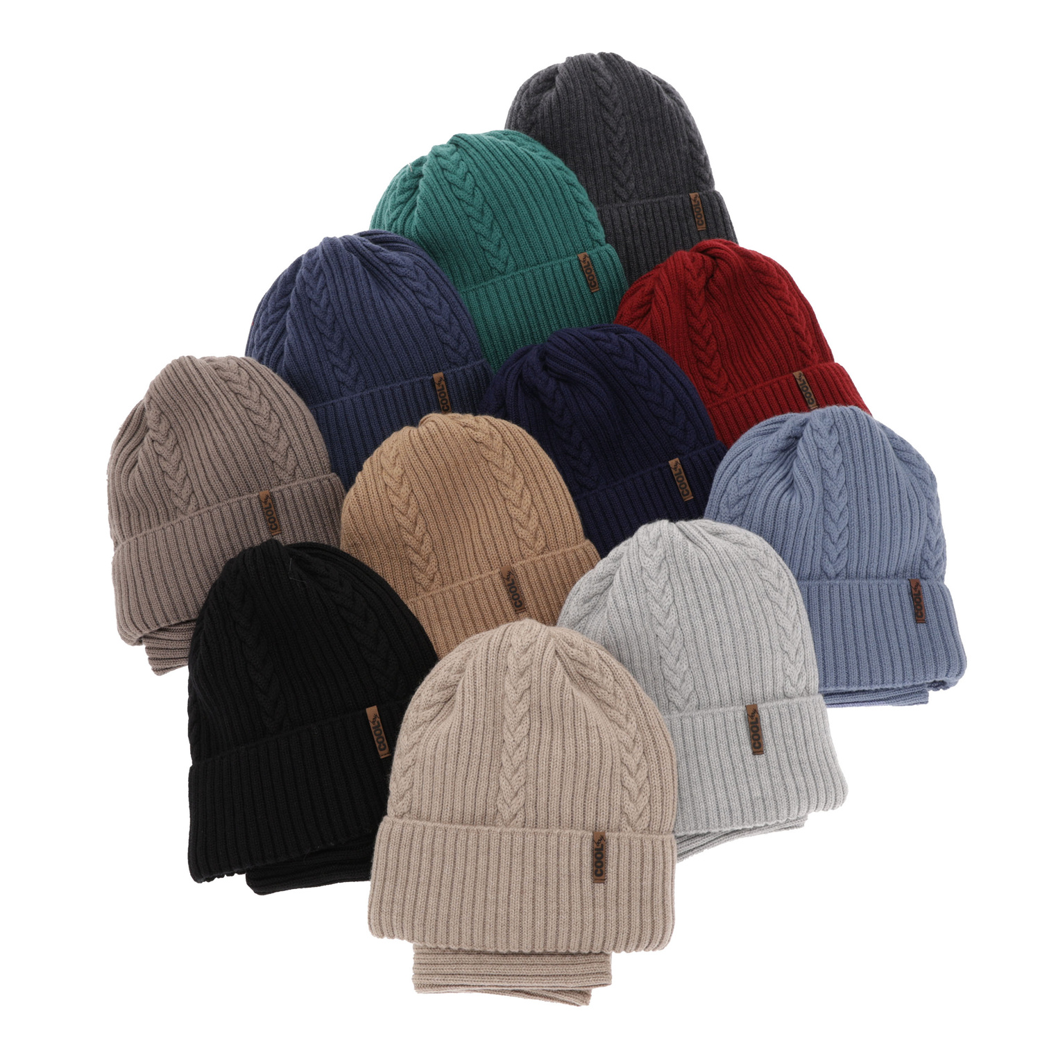 Ensemble d'hiver garçon: bonnet et snood, vert, avec laine mérinos, Wilson