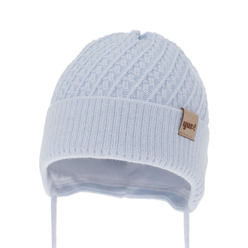 Bonnet automne/printemps garçon, bleu, avec liens, David