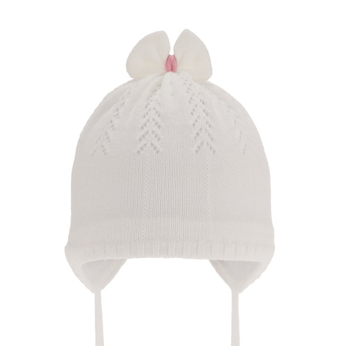 Bonnet automne/printemps fille, blanc, avec liens, Ginara