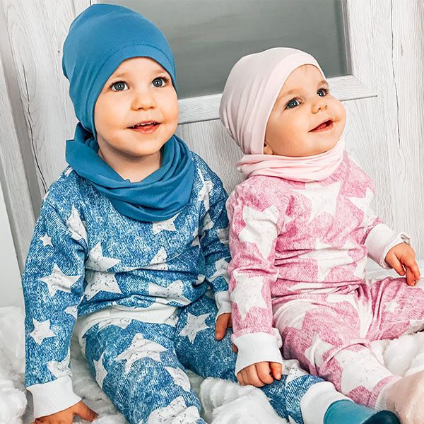 Ensemble automne/printemps garçon: bonnet et snood, miel, en coton, Hazel