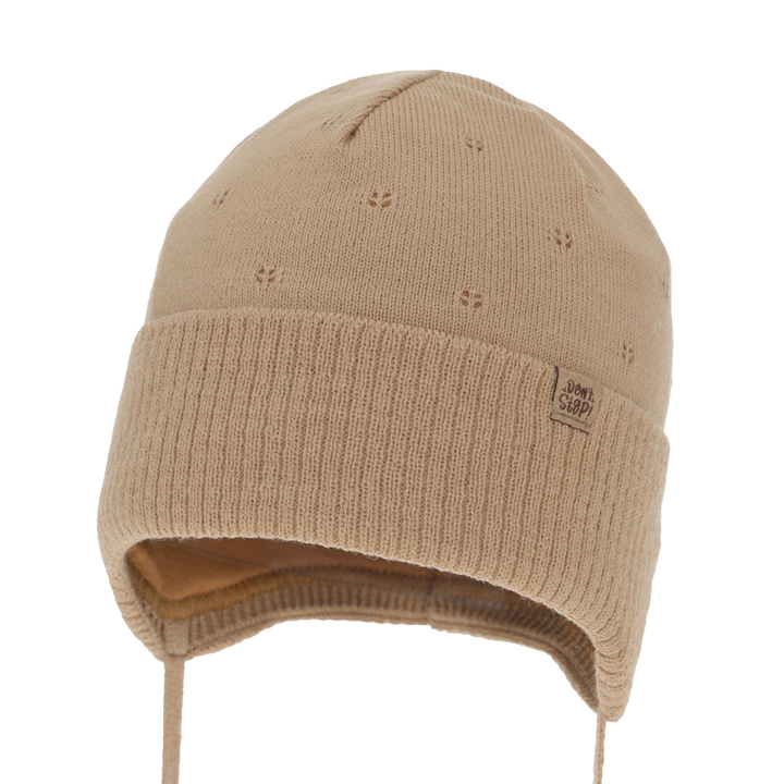 Bonnet automne/printemps garçon, camel, avec liens, Leif