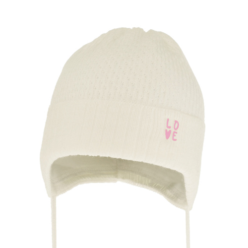 Bonnet automne/printemps fille, crème, avec liens, Camilla