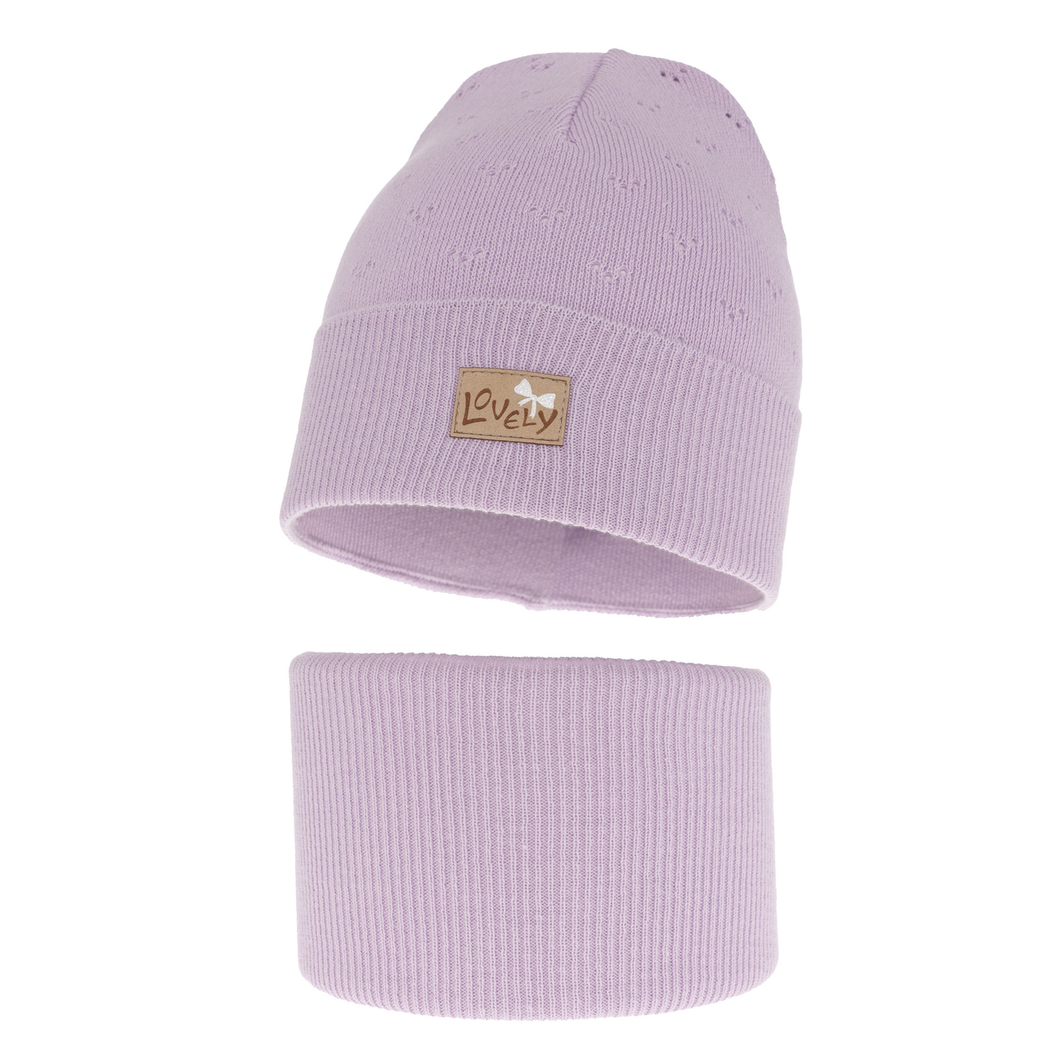 Ensemble automne/printemps fille: bonnet et snood, avec coton, violet, Alisa