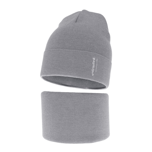 Ensemble automne/printemps garçon: bonnet et snood, avec coton, gris, Timothe