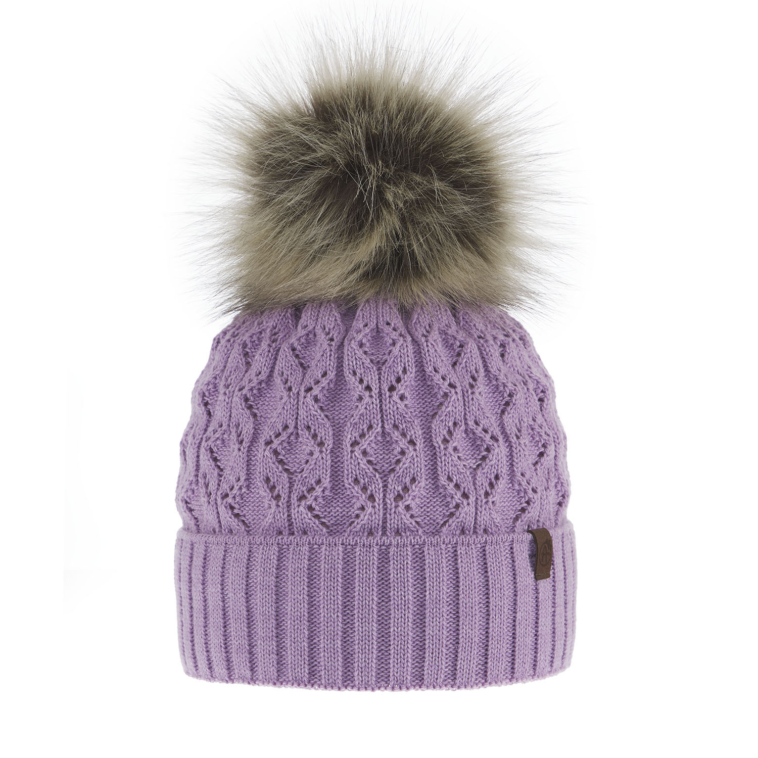 Bonnet d'hiver femme, violet, avec pompon, Katty