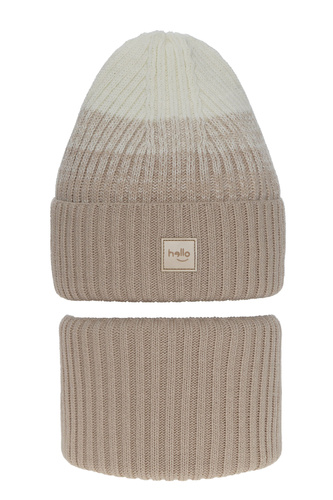Ensemble d'hiver fille: bonnet et snood, beige, Tasha