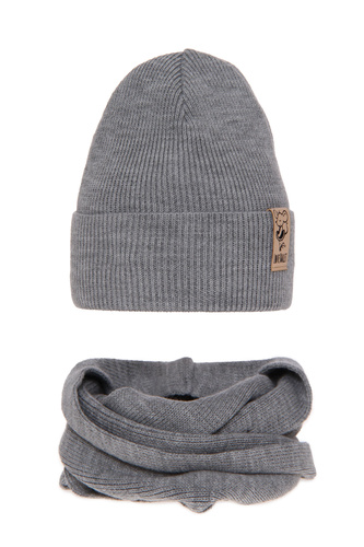 Ensemble d'hiver fille: bonnet et snood, gris, Sana