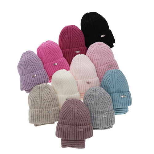 Ensemble d'hiver fille: bonnet et snood, noir, Valentine