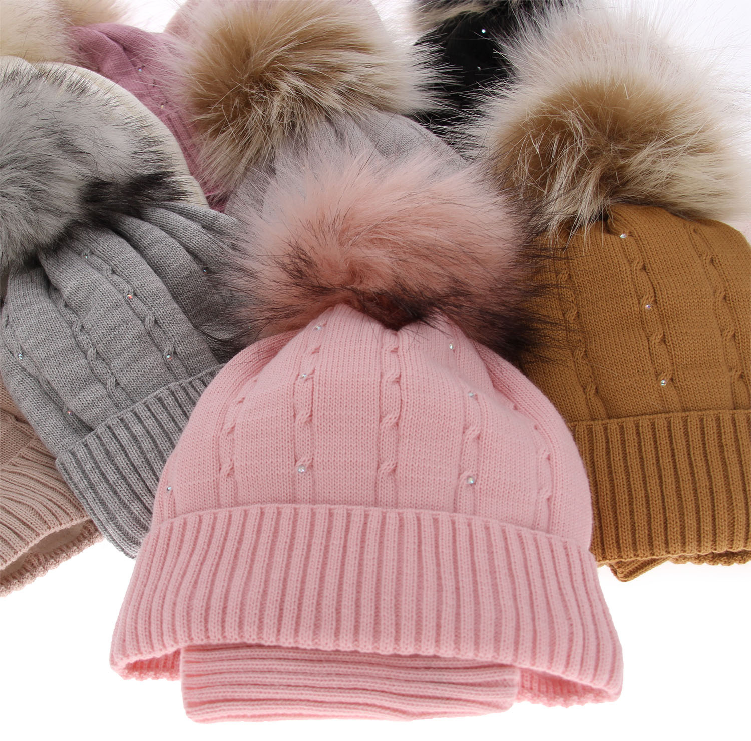 Ensemble d'hiver fille: bonnet et snood, gris, avec pompon, Lawa