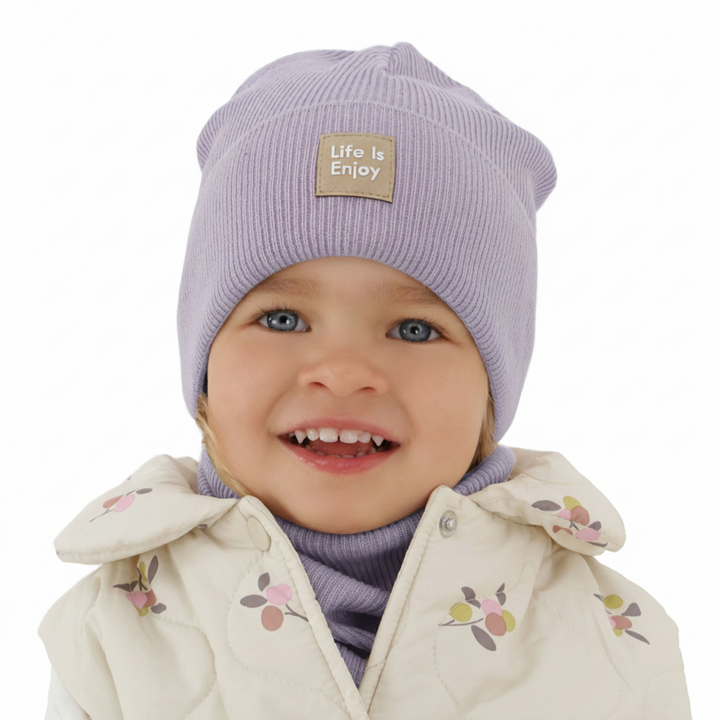Ensemble automne/printemps fille: bonnet et snood, avec coton, violet, Zola