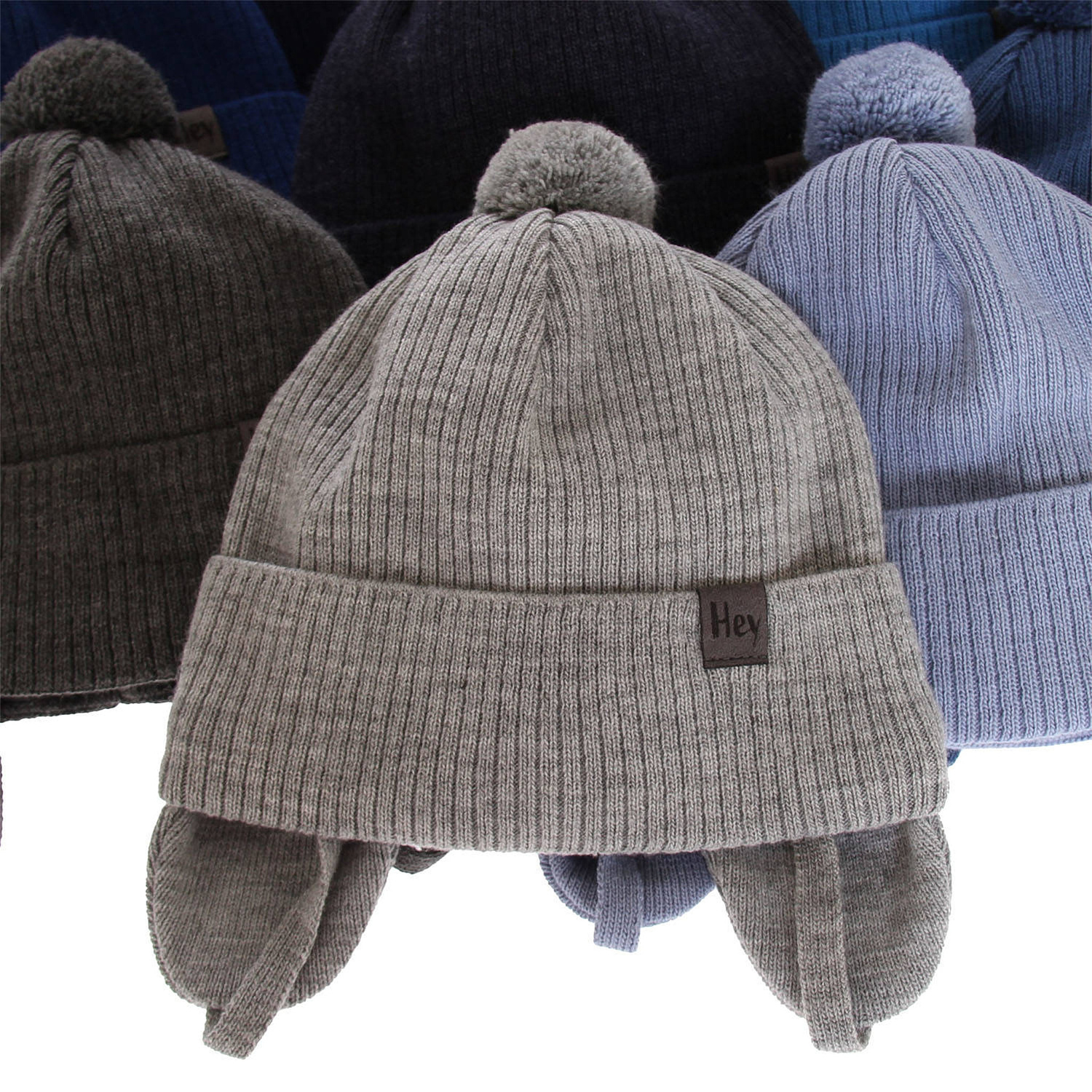 Bonnet automne/printemps garçon, bleu marine, avec pompon, avec liens, Axel