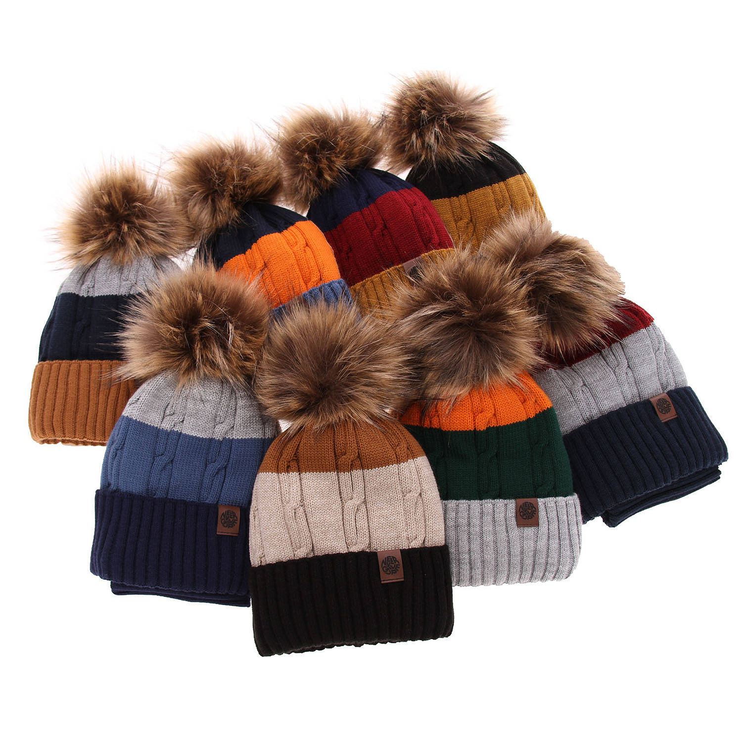 Ensemble d'hiver garçon: bonnet et snood, bleu marine, avec pompon, Karmel