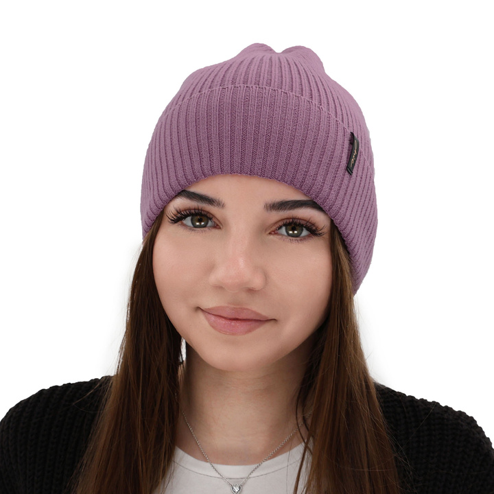 Bonnet d'hiver femme, rose, avec laine mérinos, Megan