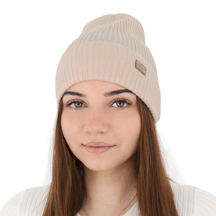 Bonnet d'hiver, printemps femme, crème, Avec laine mérinos, Sophie