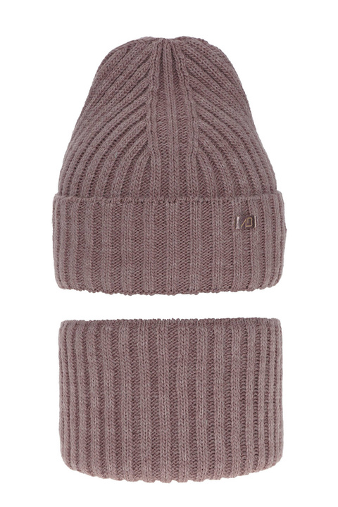 Ensemble d'hiver fille: bonnet et snood, rose, Valentine