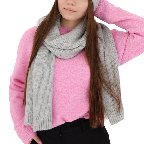 Écharpe d'hiver femme, gris clair, avec laine mérinos, Loretta