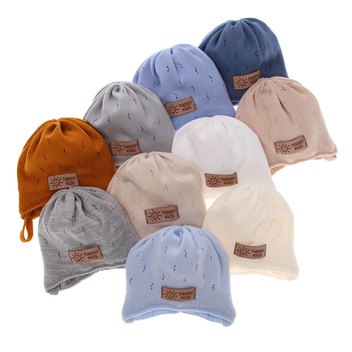 Bonnet automne/printemps garçon, beige, avec liens, Bobi