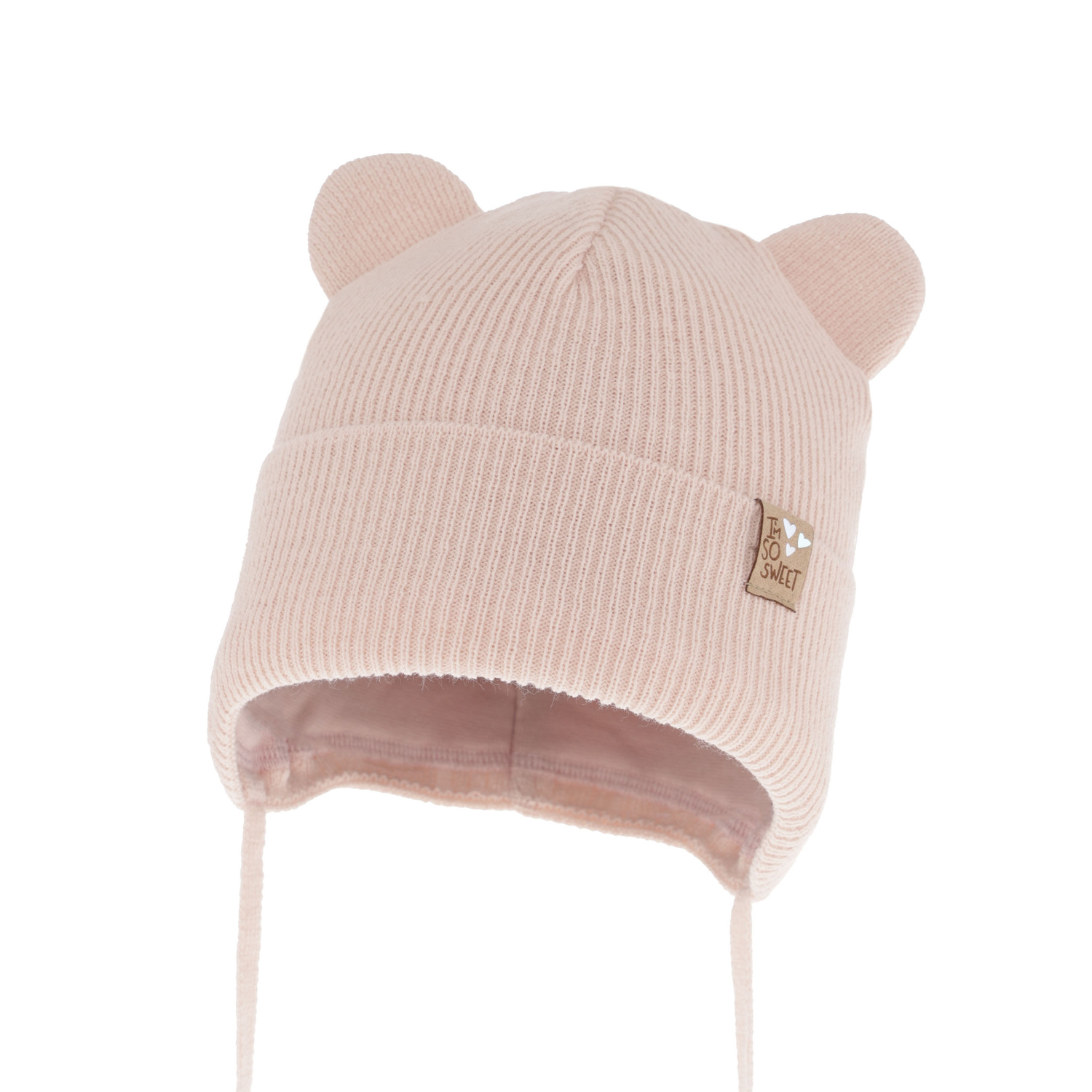 Bonnet automne/printemps fille, beige, avec liens, Noemi