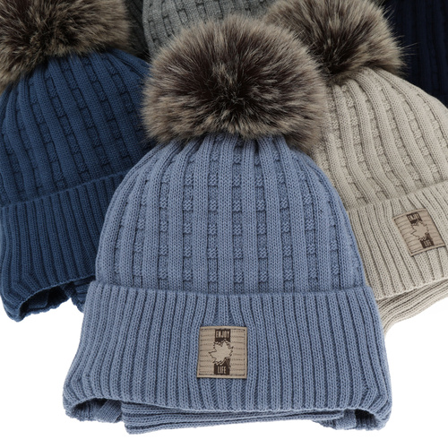 Ensemble d'hiver garçon: bonnet et snood, bleu, avec pompon, Fiamanto