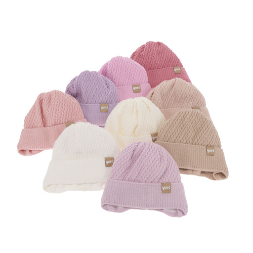 Bonnet automne/printemps fille, rose clair, avec liens, Dafia