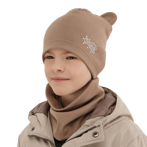 Ensemble automne/printemps garçon: bonnet et snood, ciemnobeżowy, Cymes