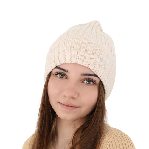 Bonnet d'hiver femme, rose, avec laine mérinos, Ariga