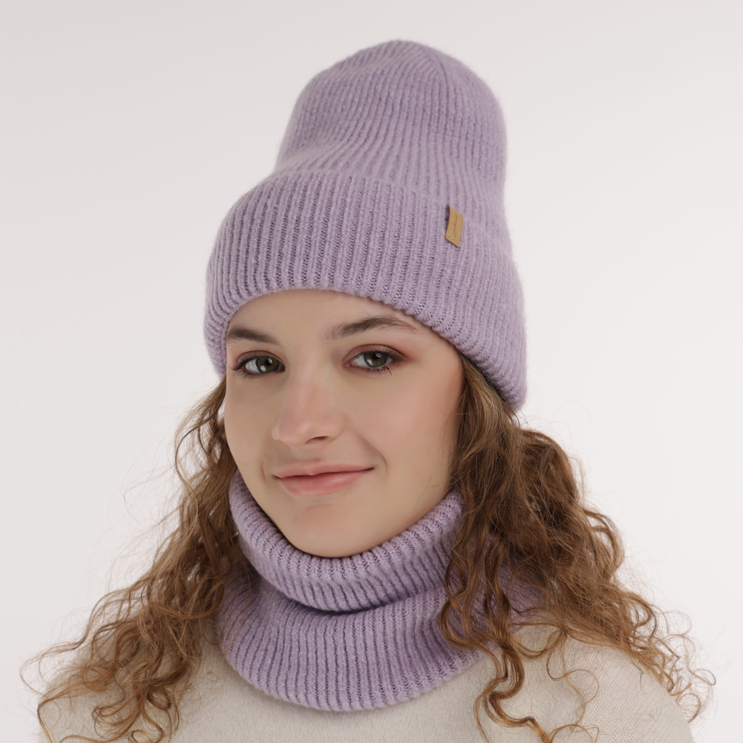 Ensemble d'hiver fille: bonnet et snood, blanc, Edila