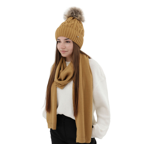 Écharpe d'hiver femme, beige, Agora