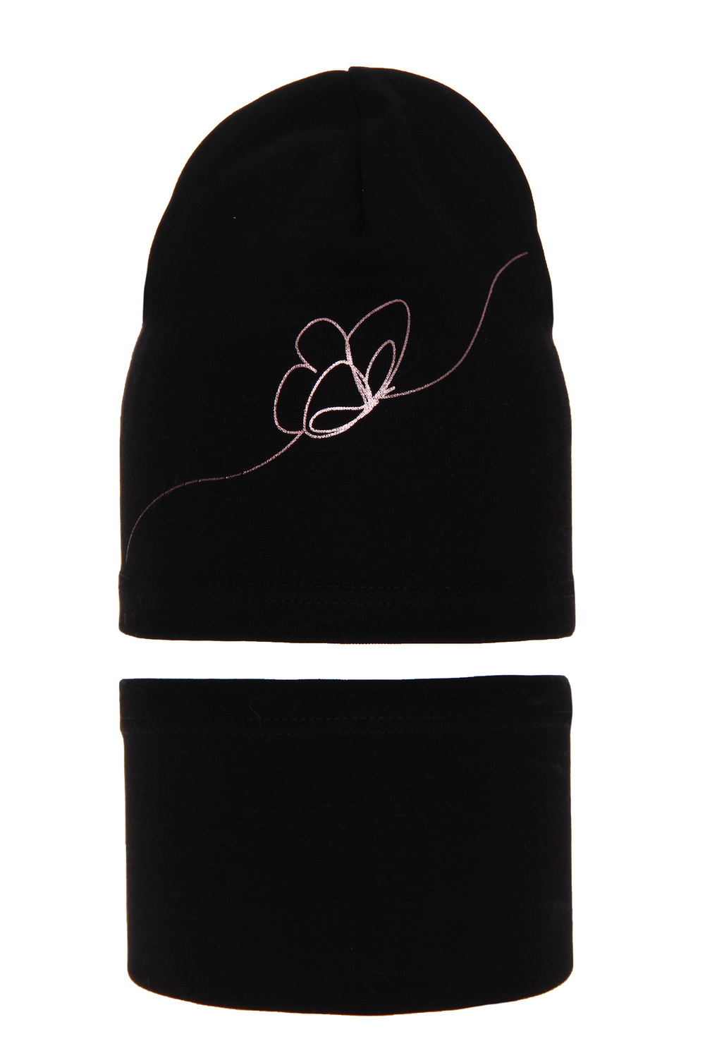 Ensemble automne/printemps fille: bonnet et snood, noir, en coton, Jula