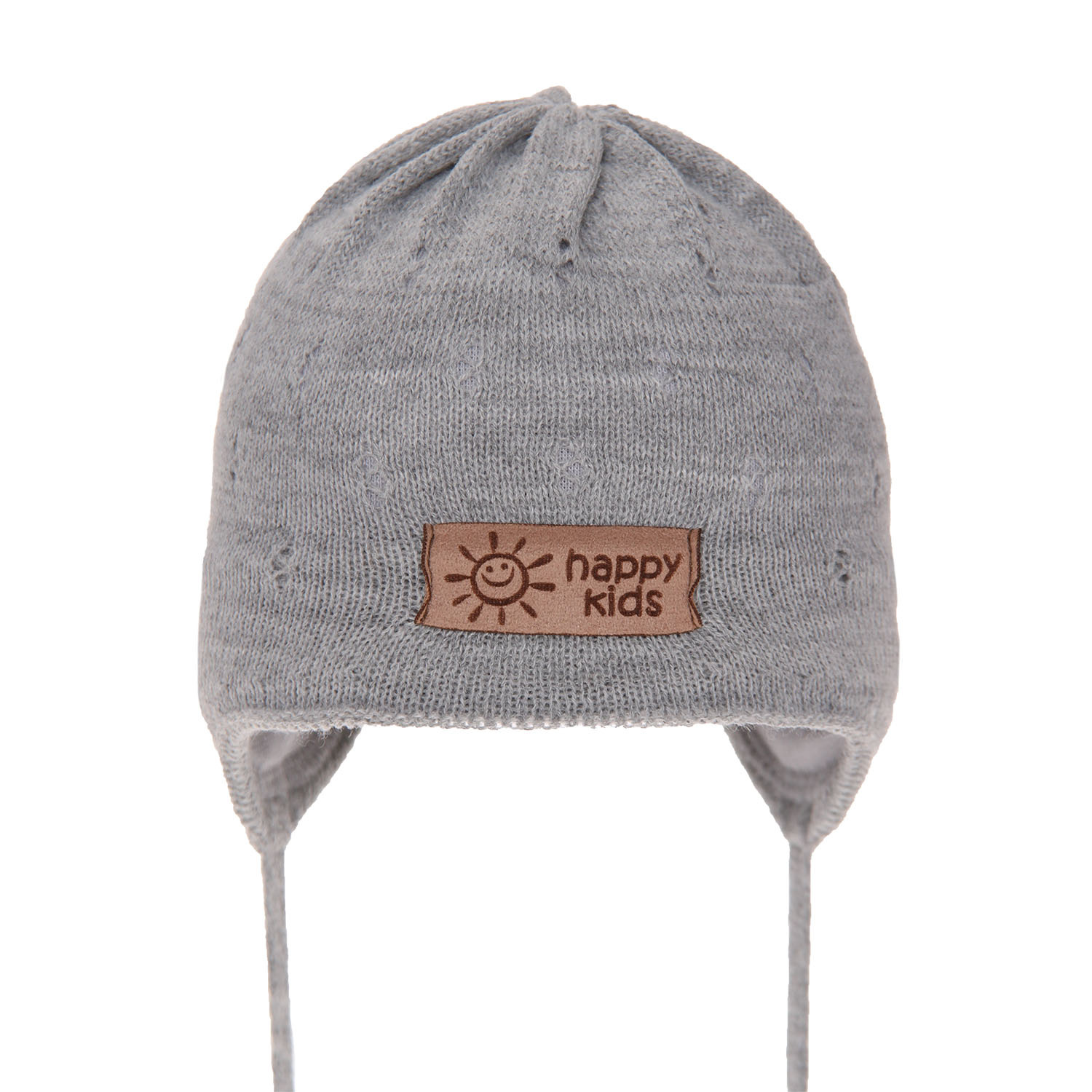 Bonnet automne/printemps garçon, gris, avec liens, ajouré, Bobi