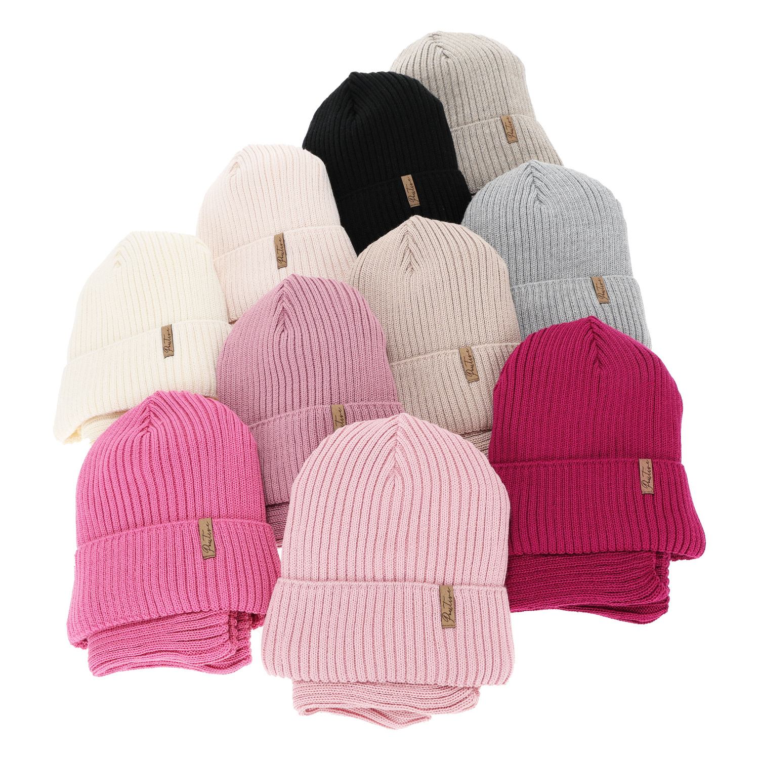 Ensemble d'hiver fille: bonnet et snood doublé de polaire, rose, avec laine mérinos, Odette