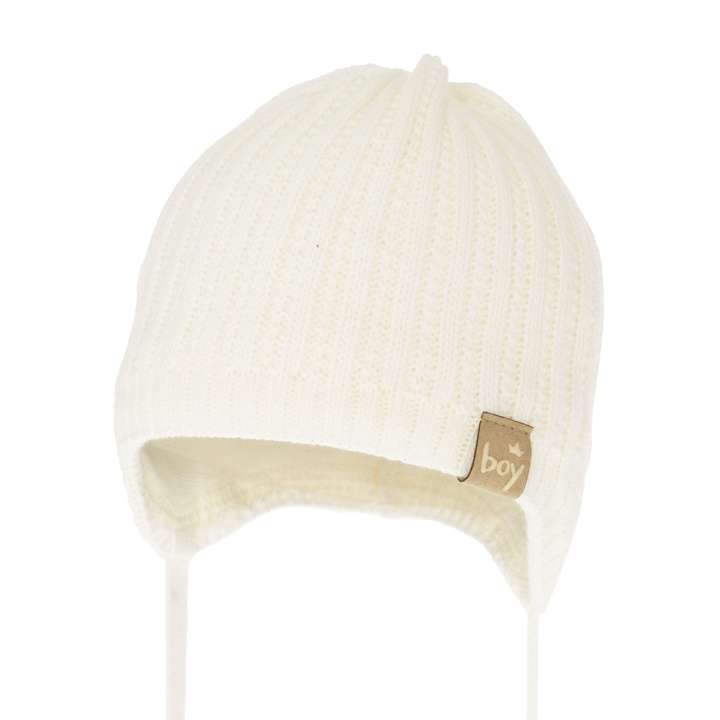 Bonnet automne/printemps garçon, crème, avec liens, Chico