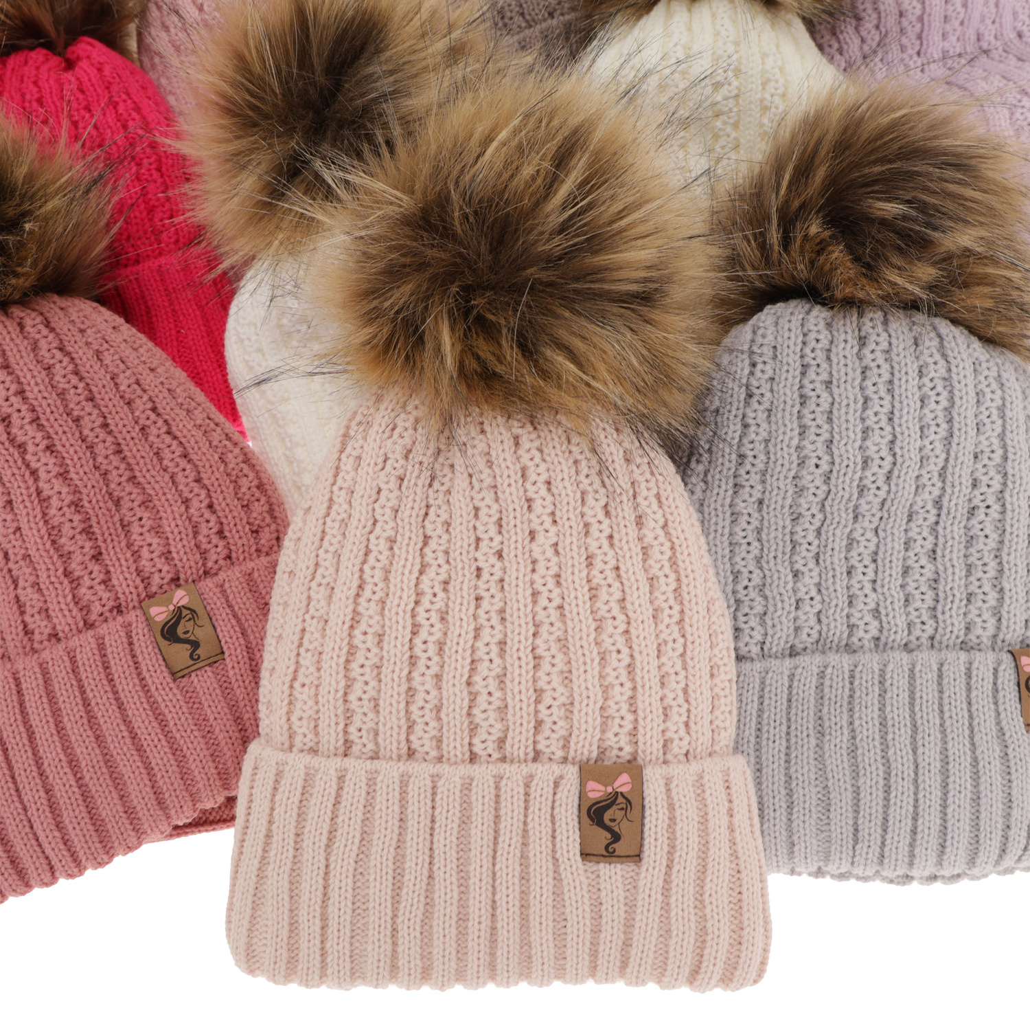 Ensemble d'hiver fille: bonnet et snood, noir, avec pompon, Larina
