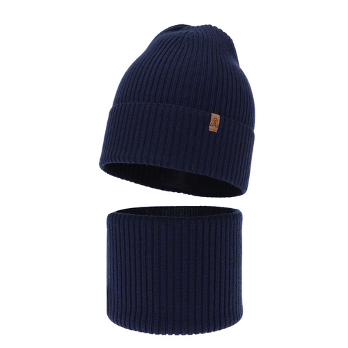Ensemble automne/printemps garçon: bonnet et snood, 100% Laine Mérinos, Lemas