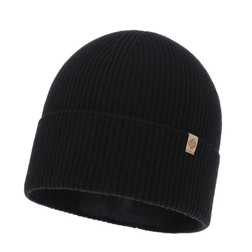 Bonnet automne/printemps femme, noir, avec laine mérinos, Alineta