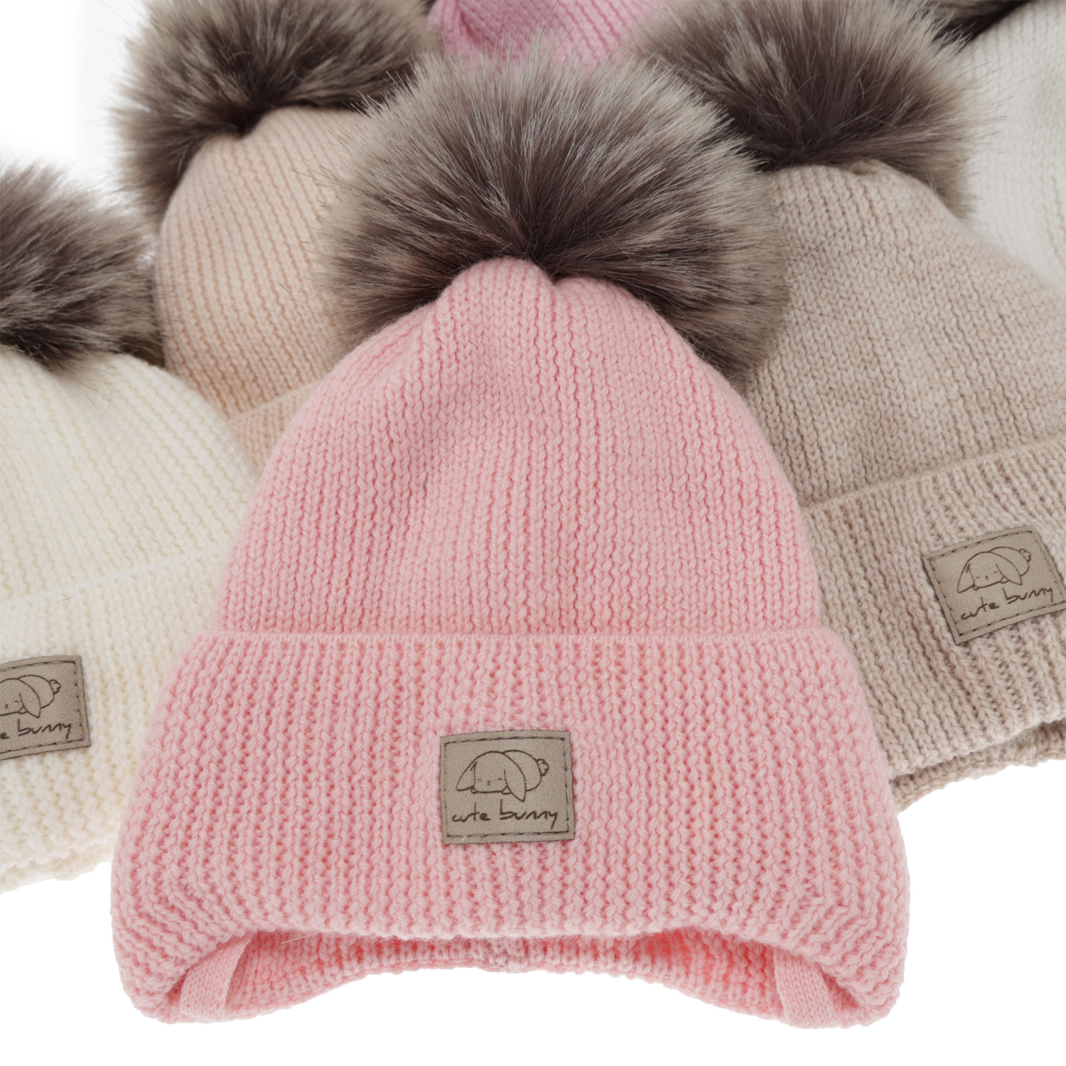 Bonnet d'hiver fille, crème, avec liens, 100% Laine Mérinos, Jena