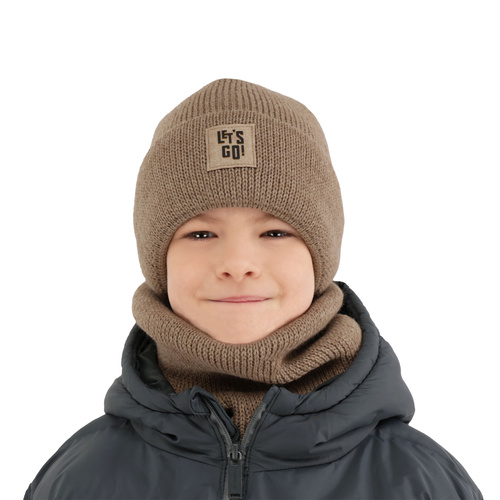 Ensemble d'hiver garçon: bonnet et snood, gris foncé, Joseph